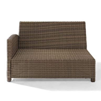Bradenton Outdoor Wicker Sectional Left Corner Loveseat with Sangria Cushions - Brown