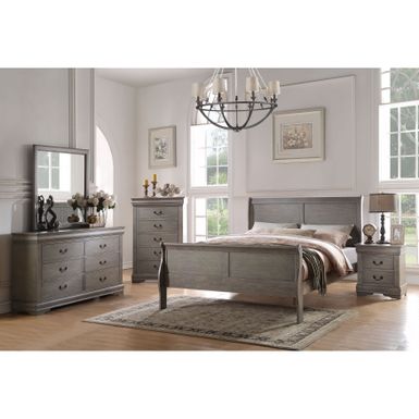 image of Acme Furniture Louis Philippe Antique Grey 4-Piece Sleigh Bedroom Set - 4-Piece Twin Set with sku:dl0xkpqqlskyu5rshv3u-astd8mu7mbs-acm-ovr
