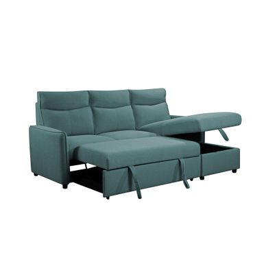 Abbyson Harper Stain-Resistant Fabric Reversible Storage Sectional with Pullout Bed - Teal