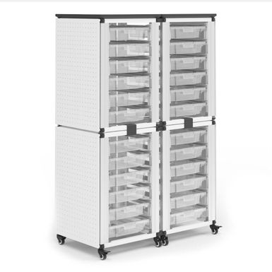 image of Modular Classroom Storage Cabinet - 4 stacked modules with 24 small bins - White/Black with sku:fzwmnahbwcoujyq5wtbqwastd8mu7mbs-overstock