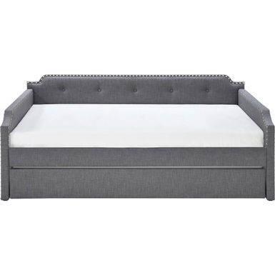 image of Click Decor - Bella 3-Seat Fabric Daybed Sofa with Under-Bed Trundle - Dark Gray with sku:bb21532656-6408134-bestbuy-clickdecor
