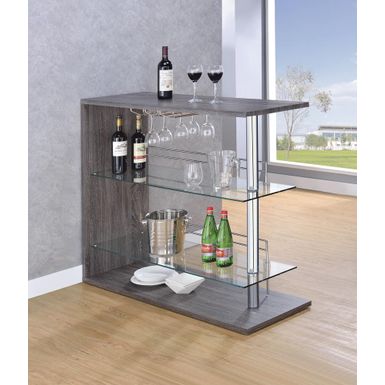 image of Rectangular 2-shelf Bar Unit Grey with sku:100156-coaster