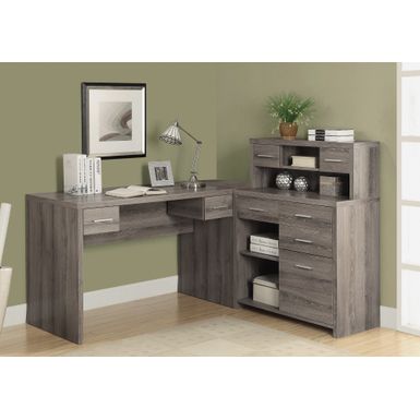 image of Computer Desk/ Home Office/ Corner/ Left/ Right Set-up/ Storage Drawers/ L Shape/ Work/ Laptop/ Laminate/ Brown/ Contemporary/ Modern with sku:i7318-monarch