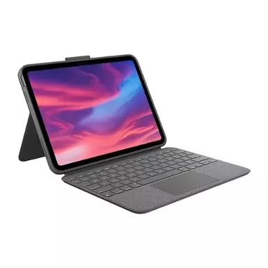 image of Logitech - Combo Touch Keyboard and Trackpad Case for Apple iPad (10th Gen) with Detachable Backlit Keyboard - Oxford Gray with sku:bb22055595-bestbuy