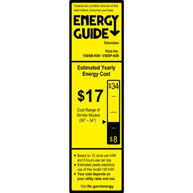 Energy Guide. VIZIO - 50" Class V-Series 4K LED HDR Smart TV