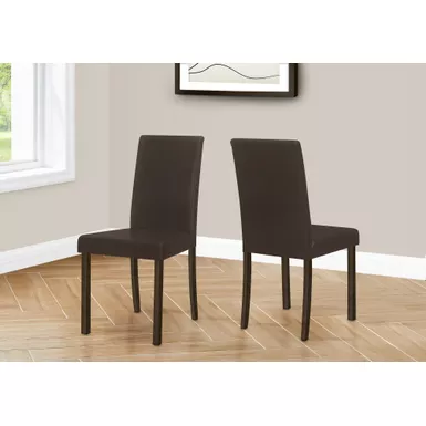 image of Dining Chair/ Set Of 2/ Side/ Upholstered/ Kitchen/ Dining Room/ Pu Leather Look/ Wood Legs/ Brown/ Transitional with sku:i-1303-monarch