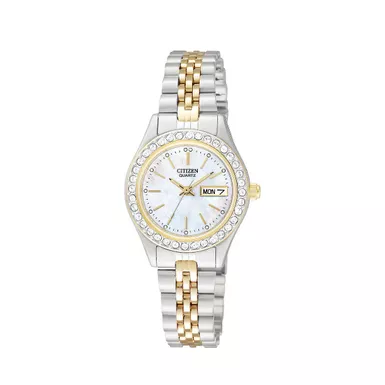 image of Citizen - Womens Two Tone Stainless Steel Watch with Crystal Bezel with sku:eq0534-50d-powersales