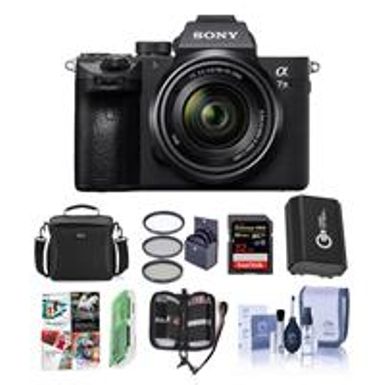 image of Sony Alpha a7 III 24MP UHD 4K Mirrorless Camera with 28-70mm Lens - Bundle 32GB SDHC U3 Card, Camera Case, 55mm Filter Kit, Spare Battery, Cleaning Kit, Memory wallet, Card Reader, PC Software Package with sku:isoa7m3ka-adorama