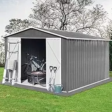 image of Goohome Storage Shed 8x10 FT, Durable Metal Shed Kit with Lockable Doors and Vents, Garden Tool Storage Shed House, Weather-Resistant Outdoor Storage Clearance for Backyard Patio Lawn with sku:b0cp2lrb3x-amazon