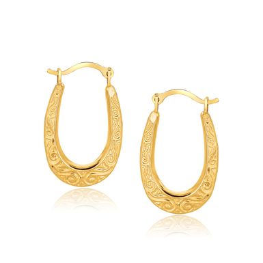 image of 10k Yellow Gold Fancy Oval Hoop Earrings with sku:2249-rcj