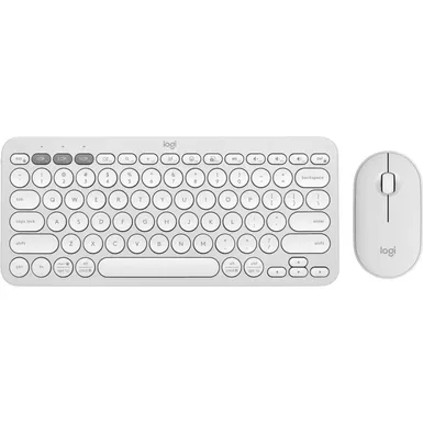 image of Logitech - Pebble 2 Combo Slim Multi-Device Bluetooth Keyboard and Mouse, Tonal White with sku:hk2584-ingram