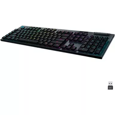 image of Logitech - G915 LIGHTSPEED Full-size Wireless Mechanical GL Linear Switch Gaming Keyboard with RGB Backlighting - Black with sku:bb21291940-bestbuy