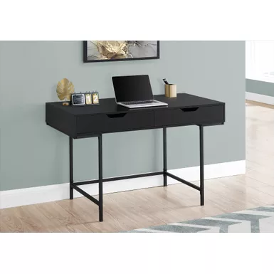 Computer Desk/ Home Office/ Laptop/ Storage Drawers/ 48"L/ Work/ Metal/ Laminate/ Black/ Contemporary/ Modern