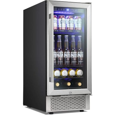 image of 15 Inch Beverage Refrigerator - SILVER with sku:hsya1rjls8eqgttxzkajgwstd8mu7mbs-overstock