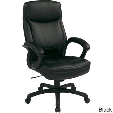image of Work Smart Black Eco Leather High-back Contour Executive Chair - Eco Leather Executive Chair, Nylon Base, Black with sku:jou-ubejk-8o_8rgawjyxgstd8mu7mbs-off-ov
