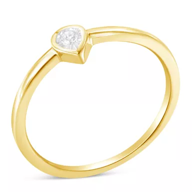 14K Yellow Gold Plated .925 Sterling Silver Miracle Set Diamond Accent Pear Shaped Promise Ring (J-K Color, I1-I2 Clarity) - Choice of size