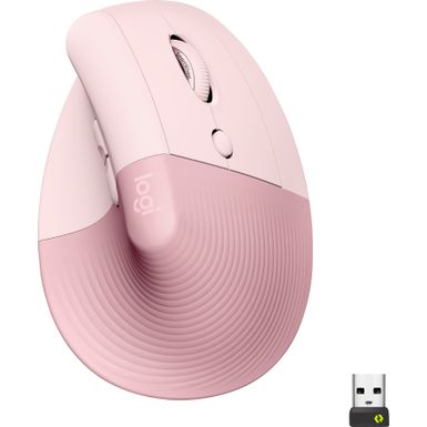 image of Logitech - Lift Vertical Wireless Ergonomic Mouse with 4 Customizable Buttons - Rose with sku:log910006472-adorama