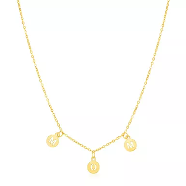 14k Yellow Gold Mom Necklace with Circle Drops