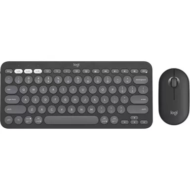 Logitech - Pebble 2 Combo Compact Wireless Scissor Keyboard and Mouse Bundle for Windows, macOS, iPadOS, Chrome - Graphite