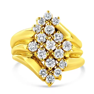 2 Micron 10K Yellow Gold Plated Sterling Silver 1 1/2ct TDW Diamond Cocktail Ring (J-K,I1-I2) Choice of size