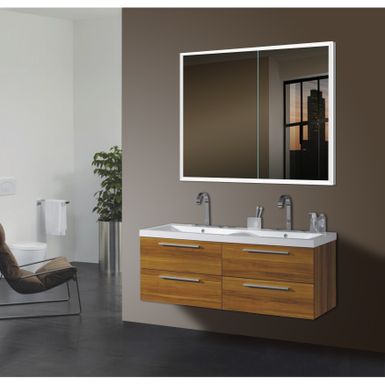 image of Kona Silver Glass LED Mirror Cabinet - Mirror with sku:kdsw1d7ttzvwtte9g6ph7astd8mu7mbs-overstock