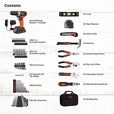 Rent to own beyond by BLACK+DECKER Home Tool Kit with 20V MAX Drill/Driver,  83-Piece (BDPK70284C1AEV) - FlexShopper