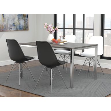 Armless Dining Chairs Black and Chrome (Set of 2)