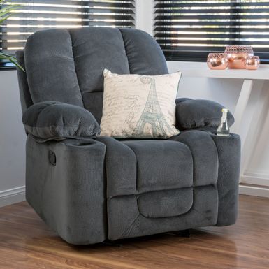 image of Gannon Fabric Glider Recliner Club Chair by Christopher Knight Home - Steel Grey with sku:dr94vjop0q51odw-6y4z8gstd8mu7mbs--ovr