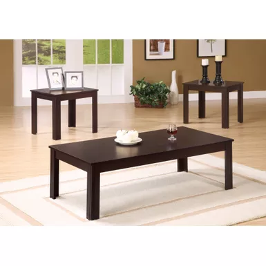 image of Table Set/ 3pcs Set/ Coffee/ End/ Side/ Accent/ Living Room/ Laminate/ Brown/ Transitional with sku:i-7842p-monarch