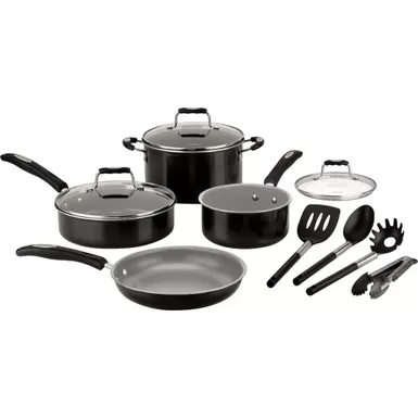 image of Cuisinart - Ceramic Nonstick 11 PC Cookware Set - Black with sku:bb22184672-bestbuy