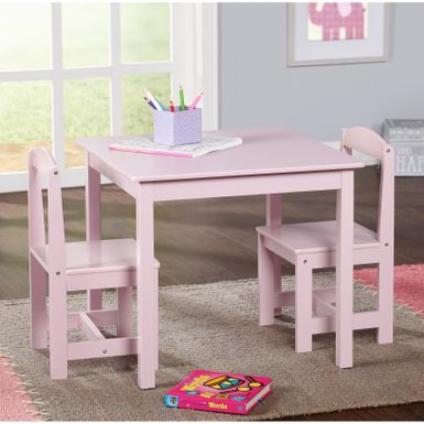 image of Simple Living White 3-piece Hayden Kids Table/Chair Set - Pink with sku:gn2sl5cm6qwgtisbsdhcmgstd8mu7mbs-overstock