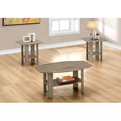 image of Table Set/ 3pcs Set/ Coffee/ End/ Side/ Accent/ Living Room/ Laminate/ Brown/ Transitional with sku:i-7927p-monarch