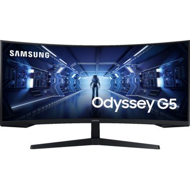 image of Samsung - 34” Odyssey G5 1000R Curved 1ms 165Hz QHD FreeSync Prem Gaming Monitor - Black with sku:bb21687224-6445082-bestbuy-samsung