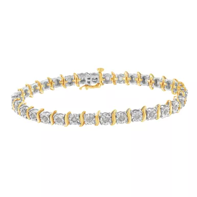 .925 Sterling Silver 1.0 Cttw Diamond S-Curve Link Miracle-Set Tennis Bracelet (I-J Color, I3 Clarity) - Choice of Metal Color and Length