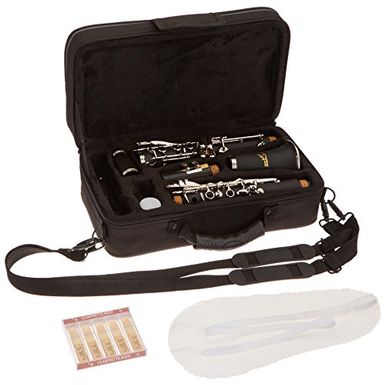 image of Sky Band Approved SKY-CLEBI-001 Black Ebonite B-flat Clarinet with Case, Mouthpiece, 10 Reeds, Cork Grease and Cleaning Cloth SOUND GUARANTEED with sku:b00toz3aeu-sky-amz