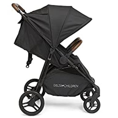 Delta Children Cruzer Double Stroller  Lightweight Side by Side Double Stroller with Reclining Seats, Extendable Canopies and Flat...