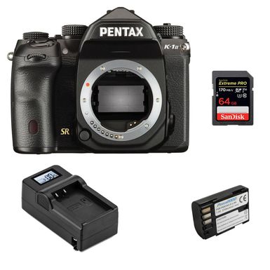 image of Pentax K-1 Mark II DSLR Camera (Body Only) Bundle with 64GB SD Card, Extra Battery, Compact Charger with sku:ipxk12e-adorama