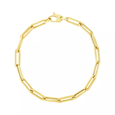 14K Yellow Gold Bold Paperclip Chain Bracelet (7.5 Inch)