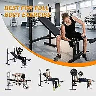 image of Olympic Adjustable Weight Bench Set,Bench Press with Squat Rack, Olympic Weight Bench for Home Gym, Workout Bench with Preacher Curl Pad and Leg Developer with sku:b0ct7r4wfz-amazon