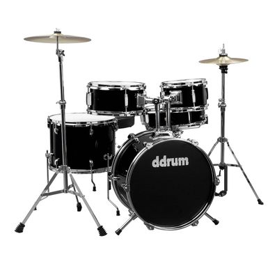 image of Dean Guitars D1 Junior Complete Drum Set with Cymbals, Midnight Black with sku:ded1mb-adorama