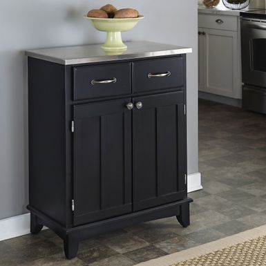 image of Copper Grove Darlington Black Buffet with Stainless Top - Black with sku:uf-nl2qaevyv7bldndbwra-overstock