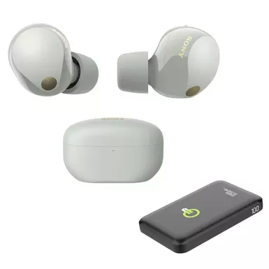 image of Sony WF-1000XM5 Truly Wireless Noise Canceling Earbuds, With Power Bank with sku:sotwncsk-adorama