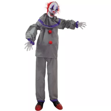 Life-Size Animatronic Clown with Lights and Sound, Indoor/Covered Outdoor Halloween Decoration