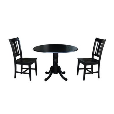 image of 42" Dual Drop Leaf Table and 2 San Remo Chairs - Black - 3 Piece Set with sku:6seeyte3f3ym6pymbgl2hwstd8mu7mbs--ov