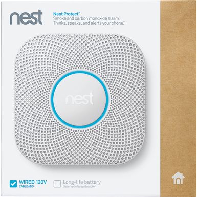 Alt View Zoom 12. Google - Nest Protect 2nd Generation Smart Smoke/Carbon Monoxide Wired Alarm - White