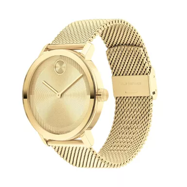 image of Movado - Men's Bold Evolution 2.0 Gold-Tone Stainless Steel Mesh Watch Gold Dial with sku:3601073-powersales