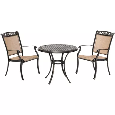 image of Fontana 3pc: 2 Sling Dining Chairs and 32" Cast Table with sku:fntdn3pcc-almo