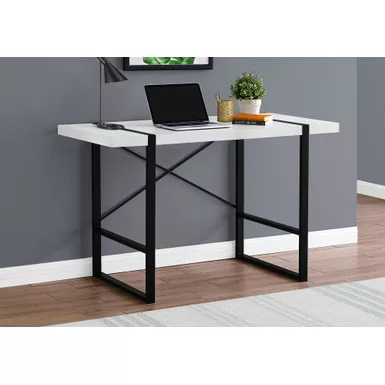 Computer Desk/ Home Office/ Laptop/ 48"L/ Work/ Metal/ Laminate/ White/ Black/ Contemporary/ Modern