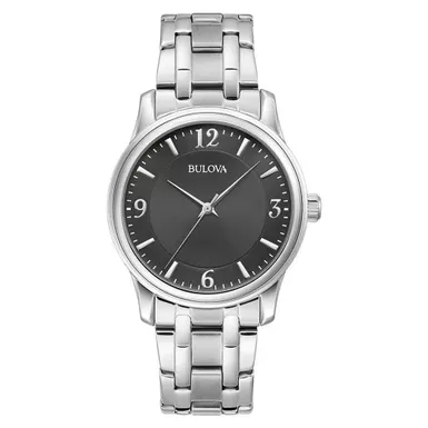 image of Bulova - Mens Corporate Collection Silver-Tone Stainless Steel Watch Black Dial with sku:96a294-powersales