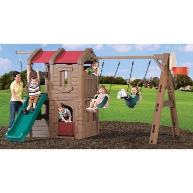 step2 naturally playful adventure lodge swing set and play center